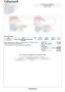 RTX 2080 Super 769.99 Euros (Including VAT) CDiscount Invoice (2019)